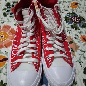 Converse Red and White High-Top Sneakers